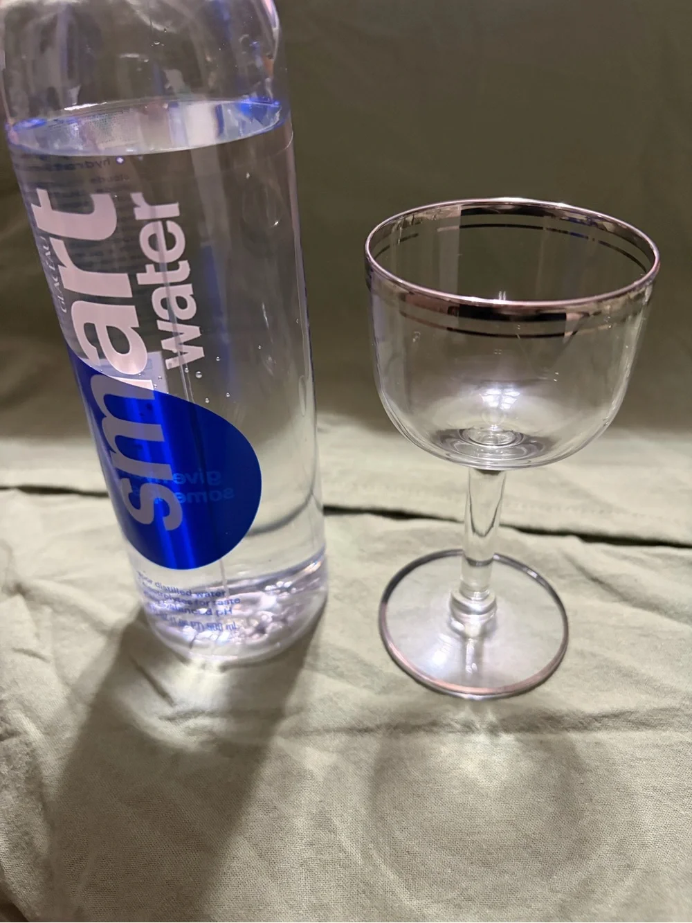 Clear Stemmed Wine Glasses with Silver Rim - Set of 6